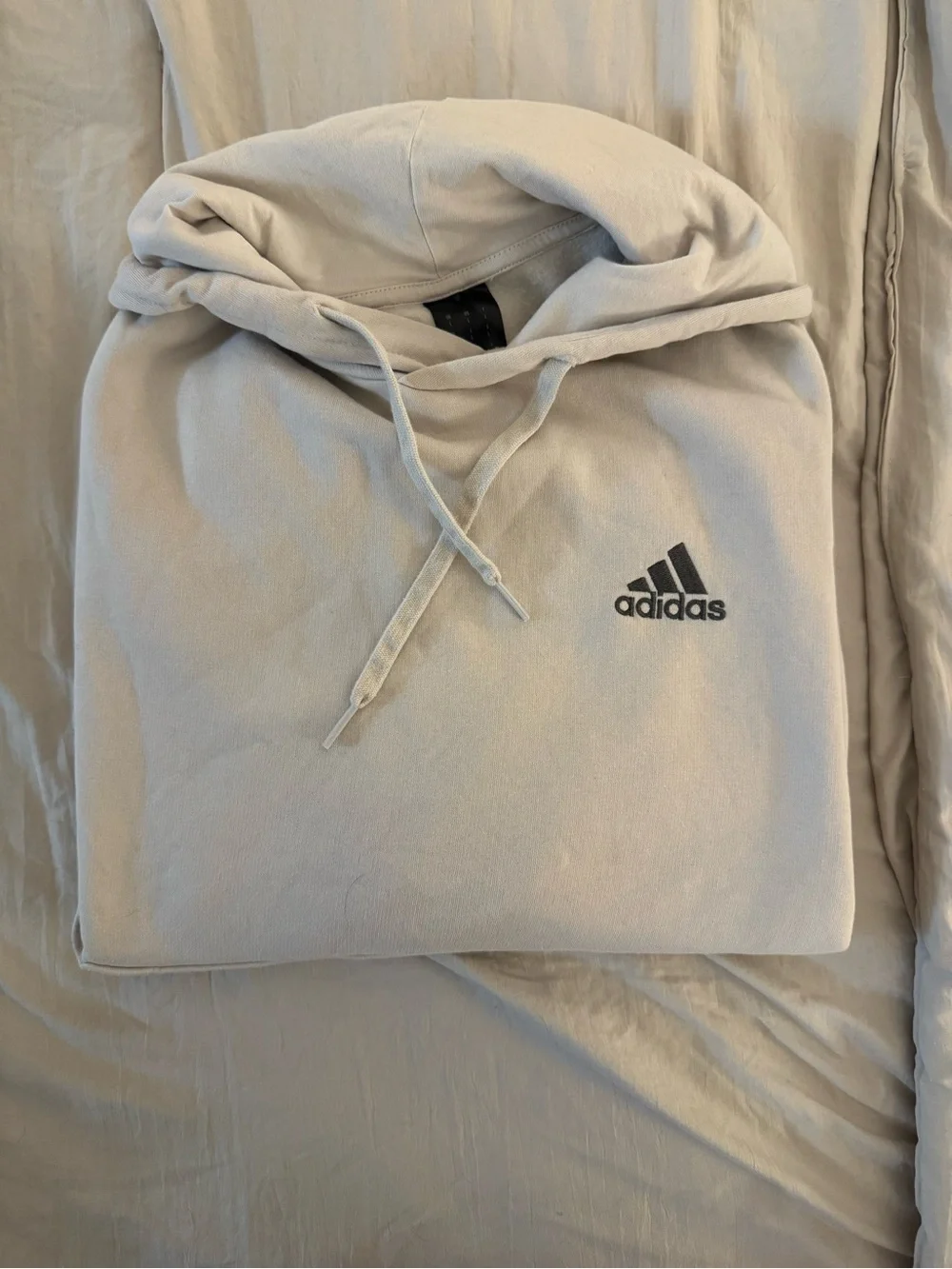 adidas Men’s Light Beige Pullover Hoodie with Black Logo